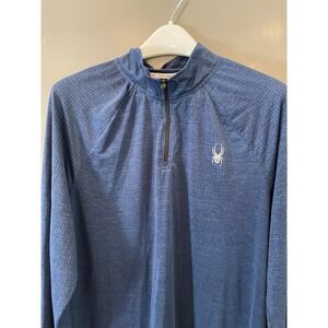 Spyder Active Mens XL Blue Grid Quarter Zip Pullover Long Sleeve SPM840U